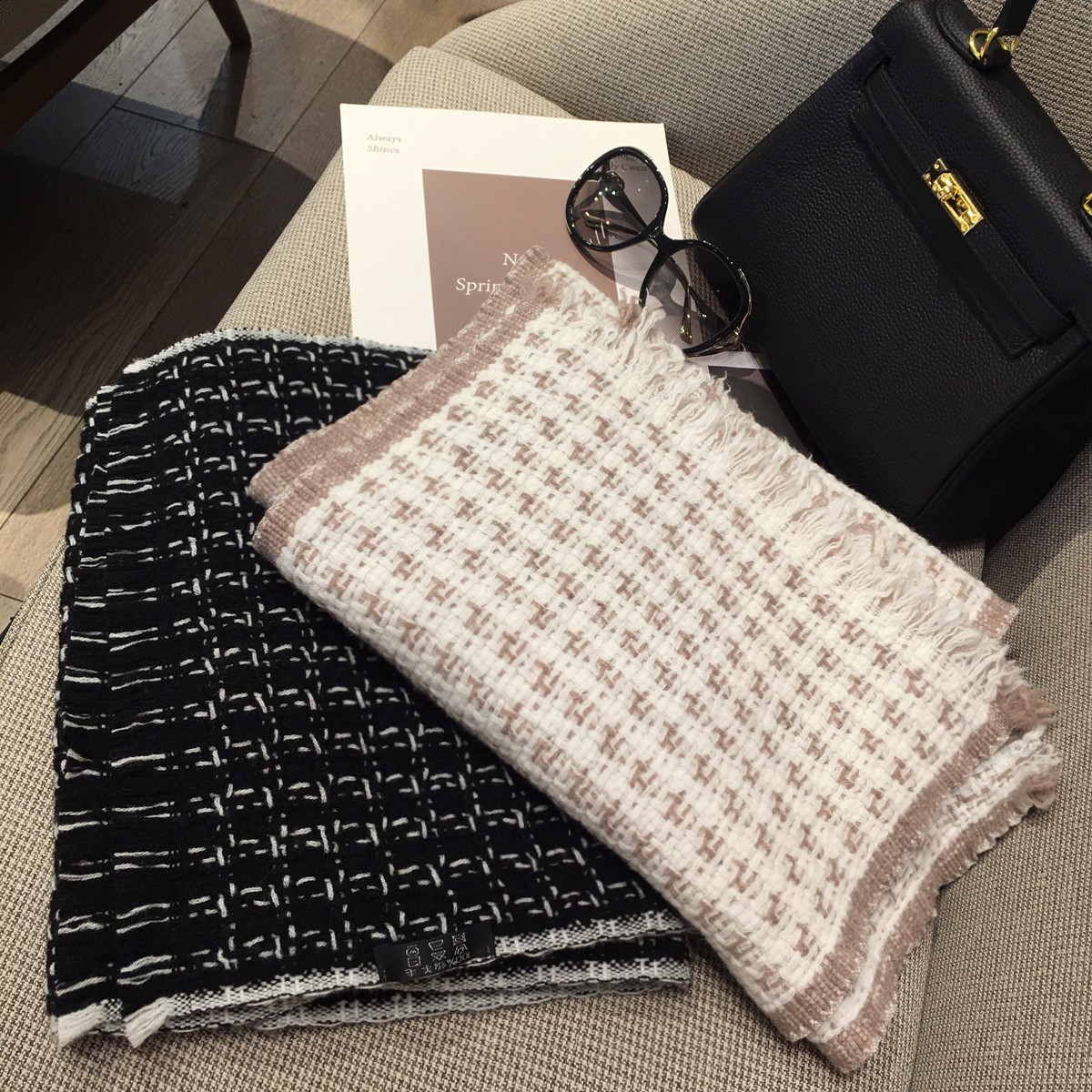 优雅法式编织感小香风100%澳洲纯羊毛围巾女送礼盒百搭羊绒披肩冬,服饰配件/皮带/帽子/围巾,围巾/丝巾/披肩,淘宝优惠券,粉丝福利购,淘宝优惠卷