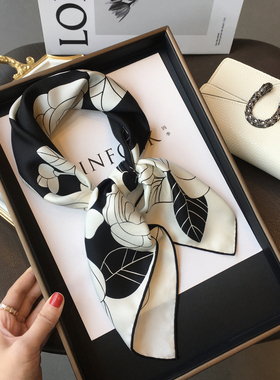 杭州丝绸小香风山茶花真丝围巾披肩14姆米100%桑蚕丝丝巾70cm方巾