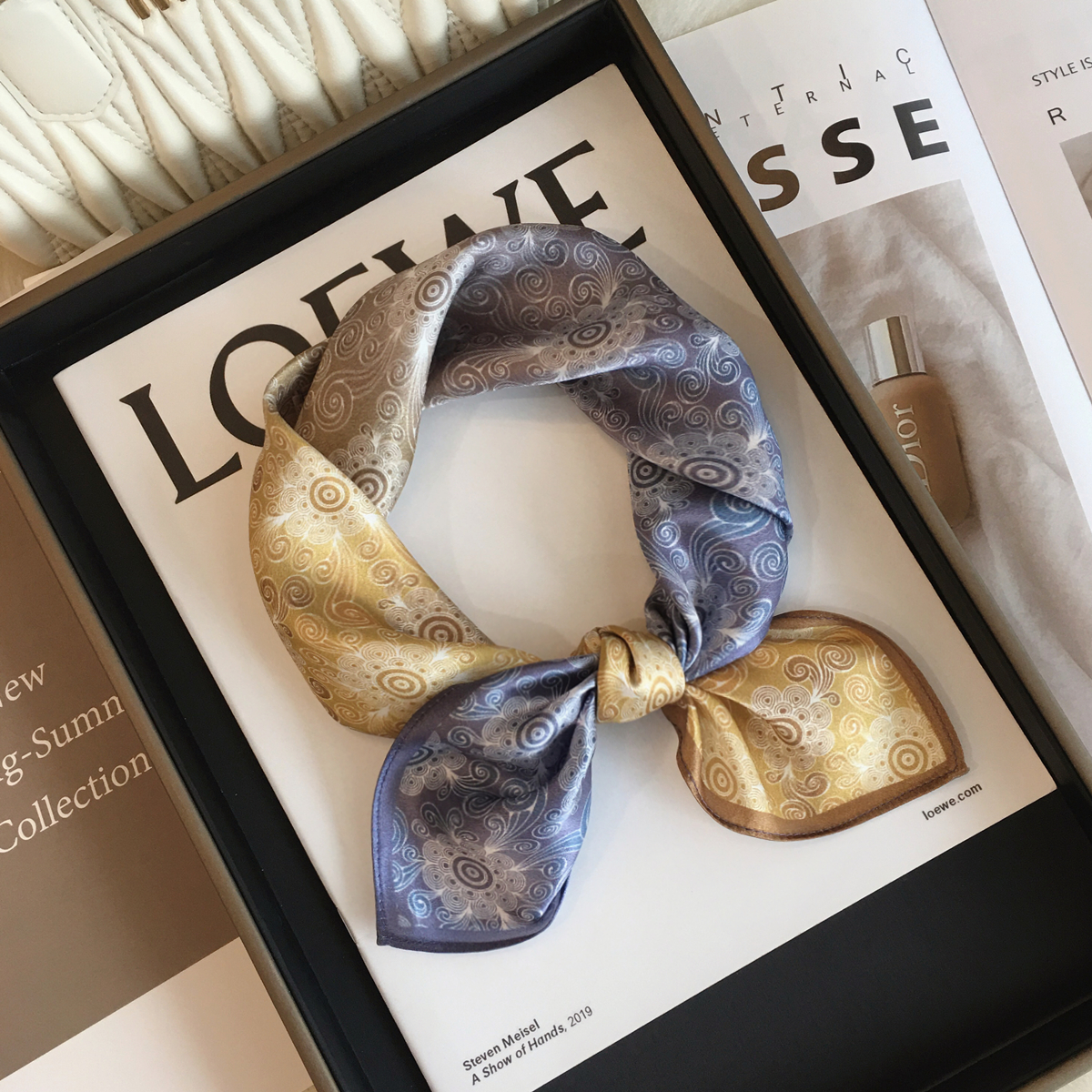 渐变腰果花100%桑蚕丝真丝丝巾