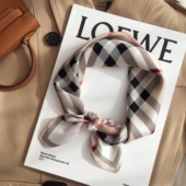 杭州丝绸明星同款 经典 格子围巾小领巾真丝桑蚕丝丝巾女53cm小方巾