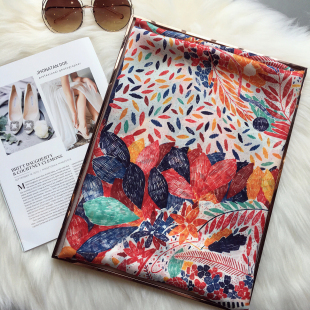 杭州丝绸春秋季新百搭七彩童话桑蚕丝围巾披肩纱巾长款真丝丝巾女