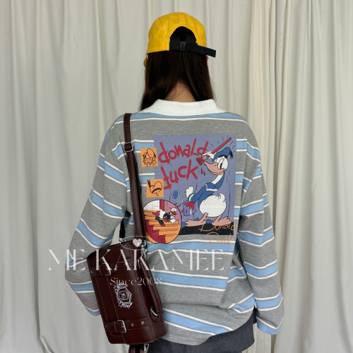 ME KAKAMEE-秋新品趣味唐老鸭彩喷立体蝴蝶结毛圈polo衫卫衣S5709