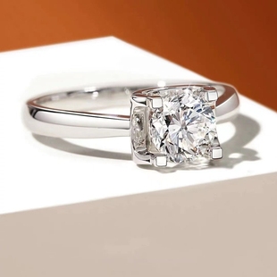 进口D色莫桑石钻戒卡家光臂牛头四爪戒指女婚戒S925银镀铂金饰品