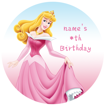 新款迪士尼睡美人爱洛公主女孩生日圆形背胶黏贴纸彩色卡通标签