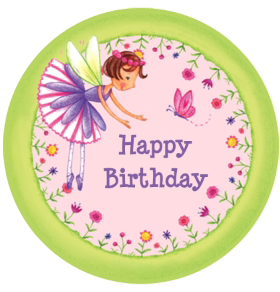 新款小女孩生日粉紫色小精灵卡通棒棒糖标签贴包装定制创意回礼物