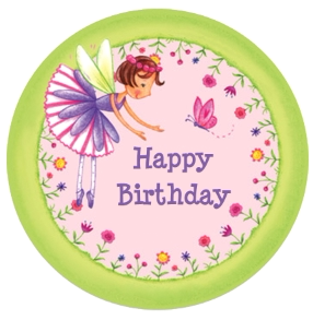 新款小女孩生日粉紫色小精灵卡通棒棒糖标签贴包装定制创意回礼物