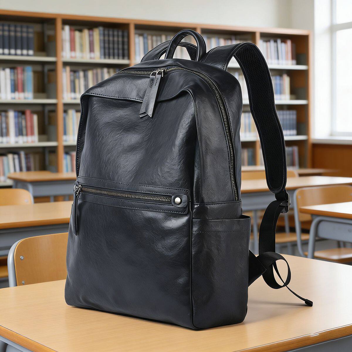 头层牛皮商务双肩包新款黑色电脑背包男女款通勤出行真皮包