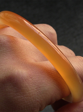 天然巴西玛瑙手镯/复古圆条/香橙色玉髓/水润通透2017