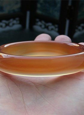 天然巴西玛瑙手镯/加厚不加宽/香橙色玉髓/水润通透/精美纹理837