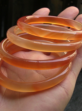 8mm细圆条/天然巴西玛瑙手镯/水润通透玉髓/送礼佳品No：135