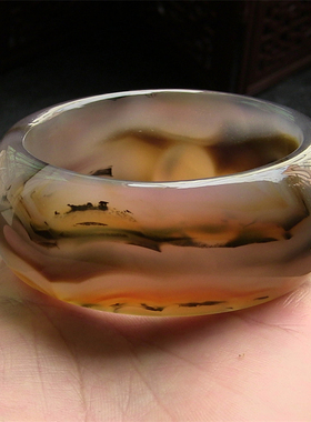 天然巴西玛瑙手镯/超宽加厚款/原色无优化/精美风景画纹理1850