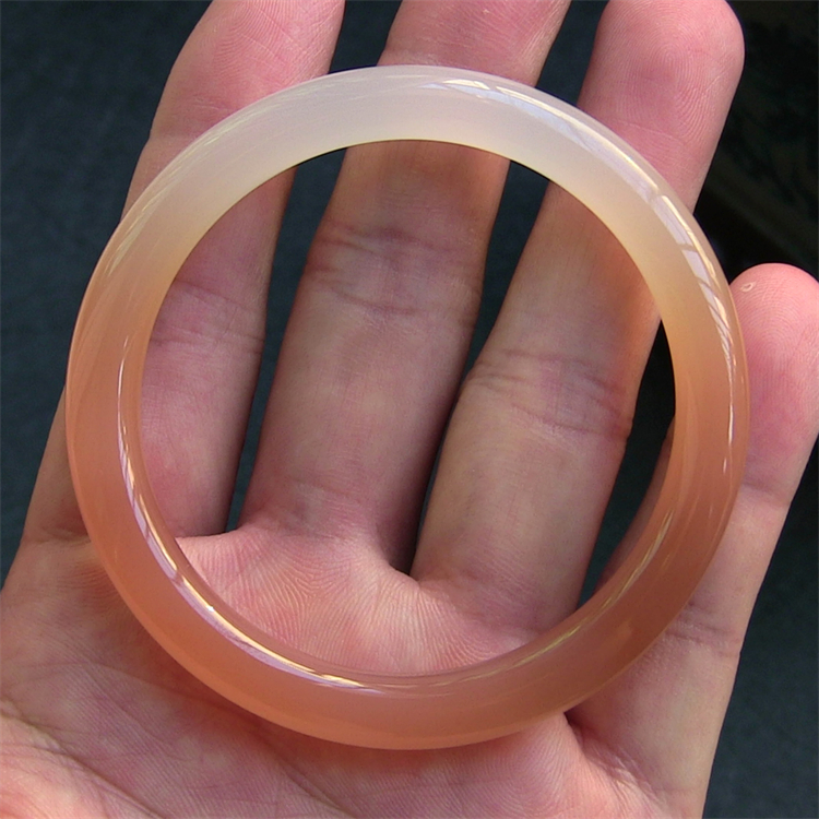 8mm细圆条/天然巴西玛瑙手镯/粉红色玉髓/水润通透/水润通透1492