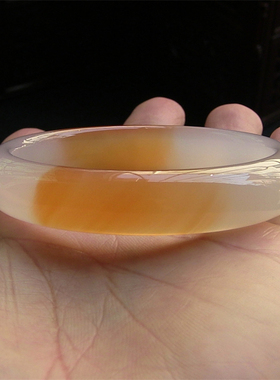 天然巴西玛瑙手镯/加厚不加宽/两点红玉髓/水润通透/香橙色2066