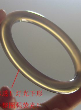 天然巴西玛瑙手镯/复古圆条/原色无忧化/灰冰透/强荧光玉髓2164