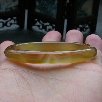 天然巴西玛瑙手镯/秀细加厚款/原色无优化/蜜糖色玉髓精美纹理773