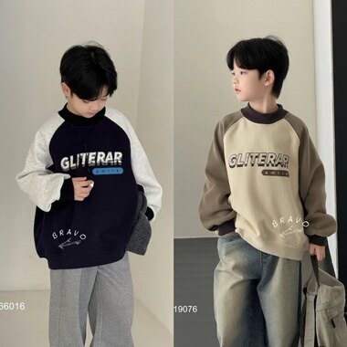 布芮欧2025秋冬新款男女童洋气一体绒卫衣儿童宽松休闲上衣66016