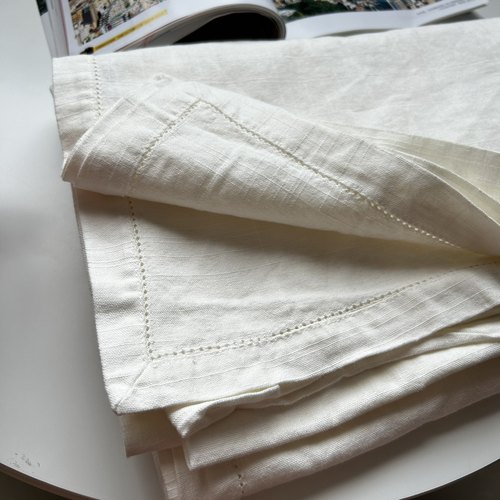 白菜价外贸剩余微瑕纯棉竹节棉桌布单人床单盖毯纯棉镂空边纯色