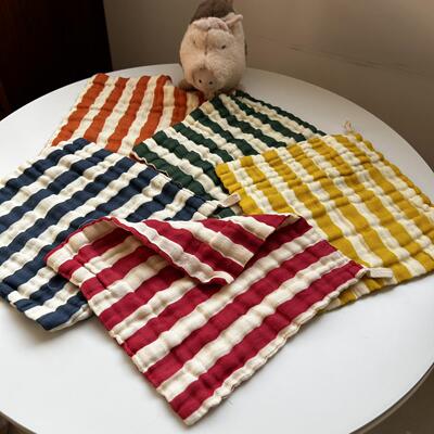 老外订单剩余纯棉口水巾条纹款吸水性好小手巾