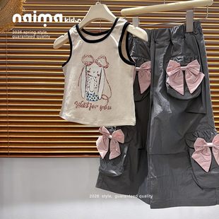 女童夏装套装2026新款韩版洋气夏季中大儿童装女孩时髦背心两件套