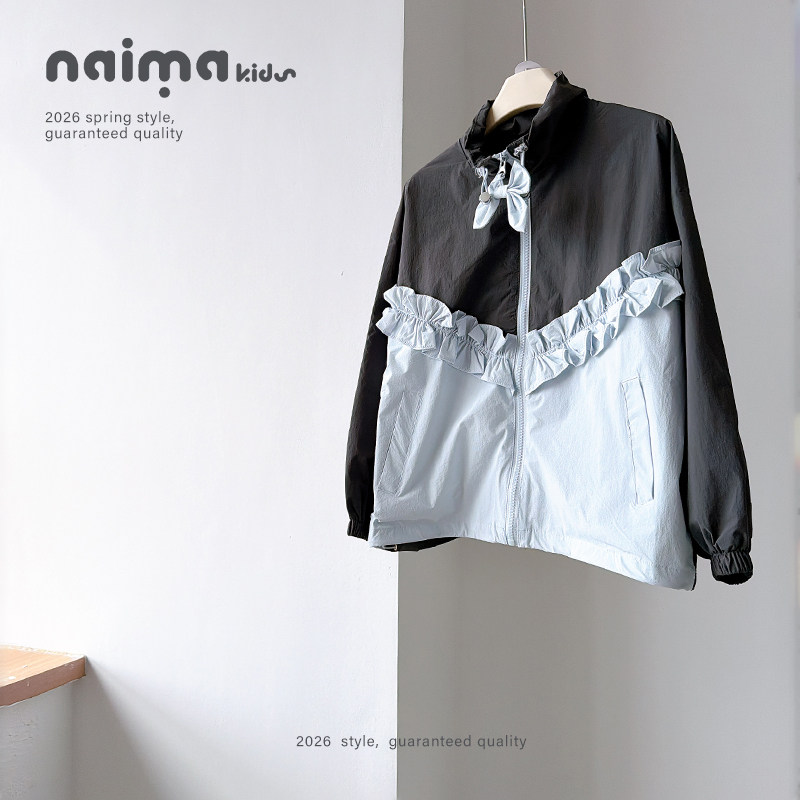 2026韩版女童中大童外套春季风衣夹克软壳衣