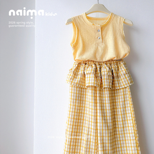 女童夏装套装2026新款韩版洋气夏季儿童装小女孩时髦阔腿裤两件套