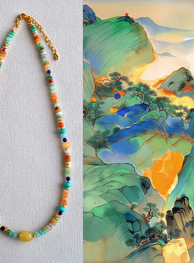 个性清新靓丽彩色项链真石女