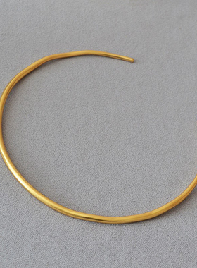 小众极简复古项圈项链黄铜镀金女