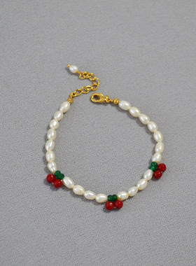 米粒淡水珍珠手链樱桃女