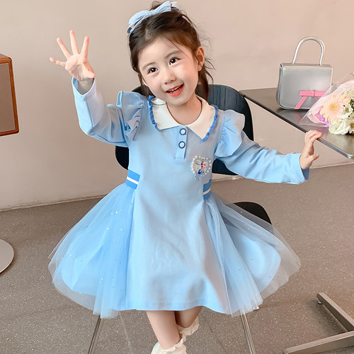 艾莎公主裙儿童春季polo连衣裙