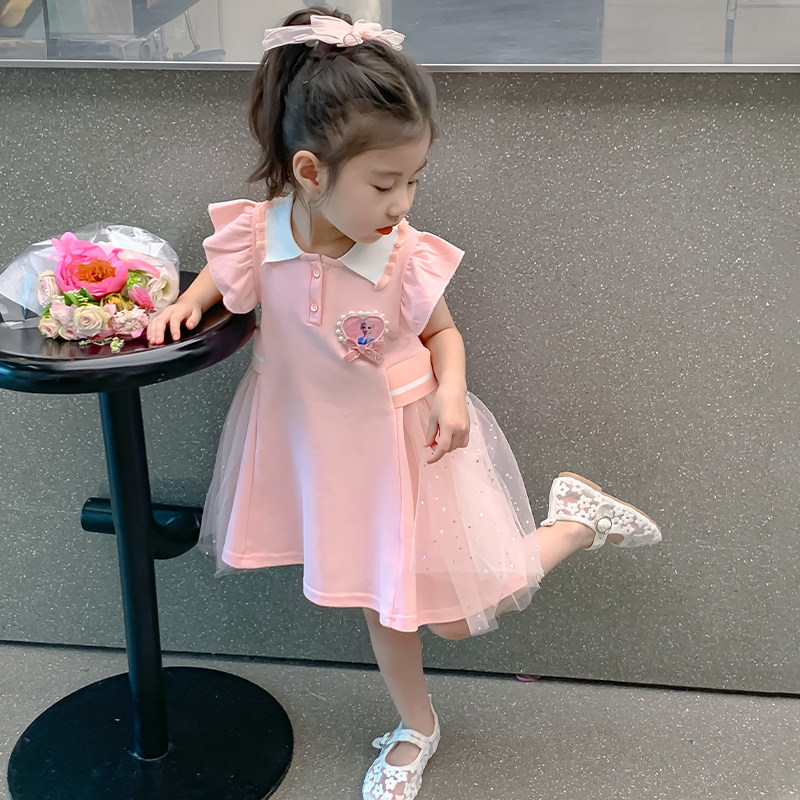 艾莎公主裙儿童夏季polo连衣裙图片