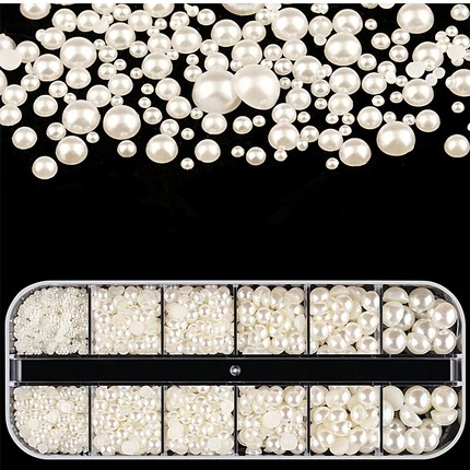 3-10mm混装平底仿珍珠贴片半面diy发夹发饰贴手工美甲服装辅料