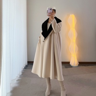 DARONG定制戴安娜王妃同款 丝绒大衣双面羊毛大衣呢大衣