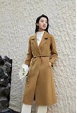 丽轩女装丽轩双面羊绒修身咖色丽轩咖色羊绒大衣丽轩羊毛大衣