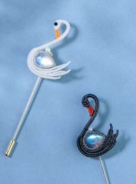 栖石原创初级编绳教程挚心胸针浪漫天鹅首饰手工编绳饰品