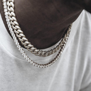 不掉色Drake Travis同款网球链钛钢tennis CHOKER林氏兄弟