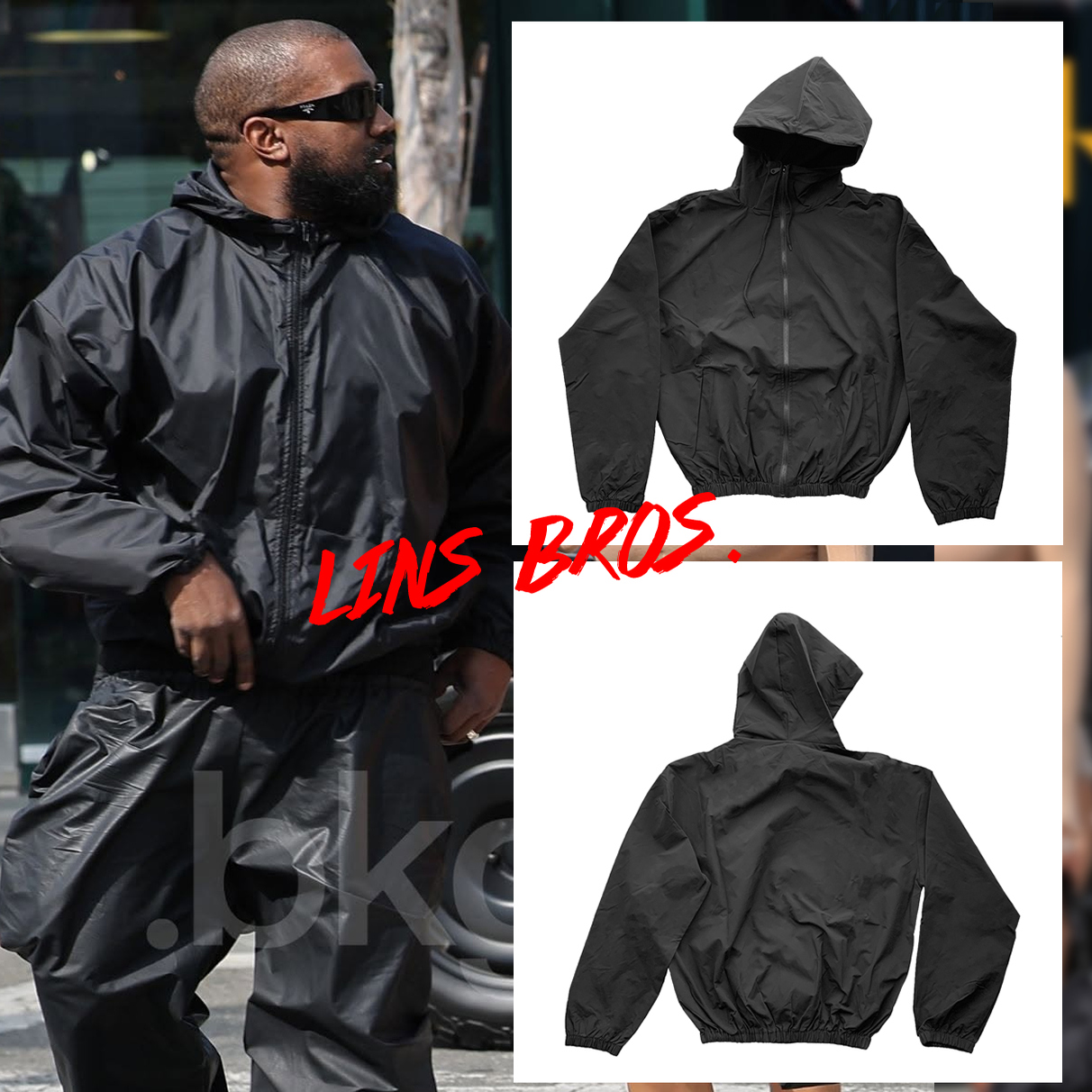 正确版本Kanye侃爷同款连帽防风外套冲锋衣美式cleanfit短宽夹克