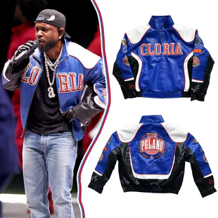 正确版本Kendrick Lamar超级碗皮衣机车服夹克pglang喇嘛衣服外套