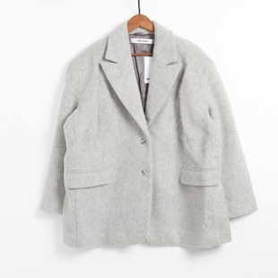 出北欧 大货留样 女士 毛呢宽大短款西装外套