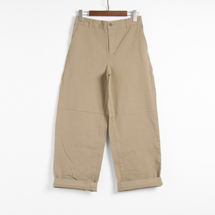 出岛国  女士 棉弹卡其布 半松紧腰 宽松直筒裤（阔腿）
