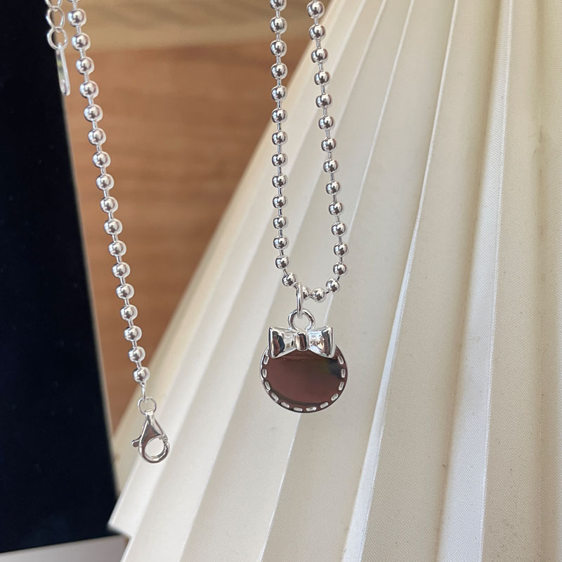 儿童纯银项链蝴蝶结刻字足银吊坠女童宝宝亲子款婴儿六一生日礼物