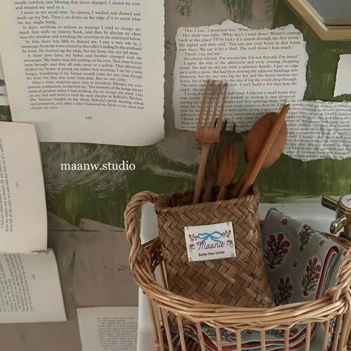海草编织桌面杂物盒笔筒餐具收纳