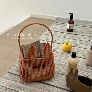 仿藤编手工收纳筐杂物护肤品兔子篮野营手提篮拍照 store Fish