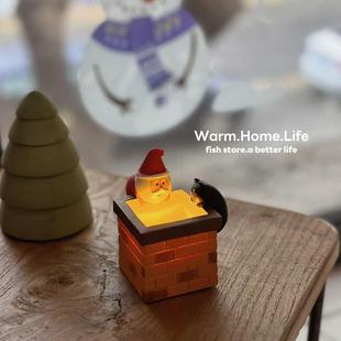 圣诞款 store 烟囱圣诞老人猫咪摆件可发光新年创意圣诞节 Fish