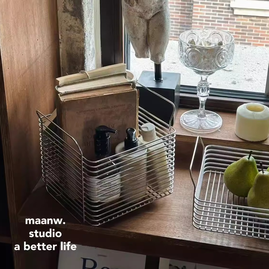 304不锈钢收纳筐手提整理篮