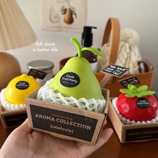 梨柠檬草莓水果香薰香膏固体少女空气香氛车用卫生间 store Fish
