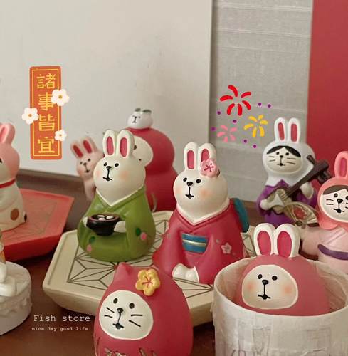 兔年达摩和服新春树脂摆件