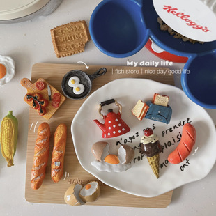 平底锅摊鸡蛋火腿面包创意树脂冰箱贴磁铁 store Fish