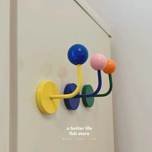多巴胺彩色木球磁吸挂钩冰箱贴铁柜洞洞板磁性冰箱贴 Fish store