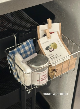 maanw 201不锈钢置物篮厨房卫生间杂物筐宿舍卫生间可挂收纳篮
