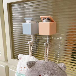 可爱创意悄咪咪探头猫咪老鼠免打孔挂钩衣帽粘钩 store Fish